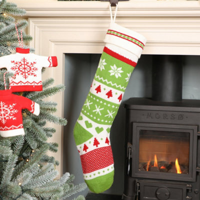 Dibor Traditional Green Fair Isle Xmas Christmas Gift Bag Christmas Stocking For Kids - image 1