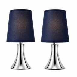 Billtix Set Of 2 Purple Touch Table Lamps Dimmable Led Bedside Lamps Chrome Base Fabric Shade