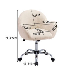 Living And Home White Comfy Plush Adjustable Height Home Ergonomic Office Chair - thumbnail 6