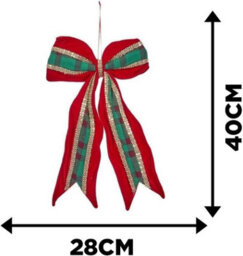Green & Red Hanging Door Bow Christmas Decoration - thumbnail 3