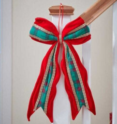 Green & Red Hanging Door Bow Christmas Decoration - thumbnail 2