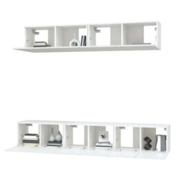 Berkfield 5 Piece Tv Cabinet Set White Engineered Wood - thumbnail 4