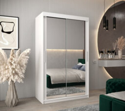 Arte Tokyo 03 Contemporary Mirrored 2 Sliding Door Wardrobe 5 Shelves 2 Rails White Matt (H)2000mm (W)1200mm (D)620mm - thumbnail 2