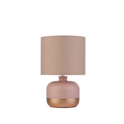 Lighting Collection Pink & Copper Table Lamp - thumbnail 2