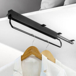 Emuca Self Extractable Hanger For Very Deep Wardrobes, 800, Black Painted, Steel And Plastic - thumbnail 2