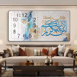 Hygrad Built to Survive Crystal Porcelain Print Decorative Islamic Wall Clock Calligraphy Modern Style - thumbnail 5