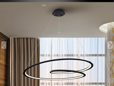 Luminosa Lighting Luminosa Looping Modern Designer Led Ring Swirl Pendant Light Matt Black, 2700Lm, 3000K - Uk Stock - image 1