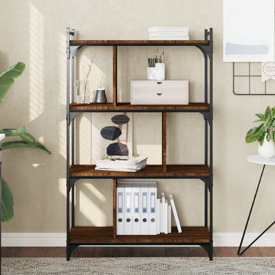 Berkfield Bookcase 4-Tier Brown Oak 76X32X123 Cm Engineered Wood - image 1