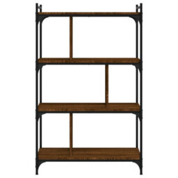 Berkfield Bookcase 4-Tier Brown Oak 76X32X123 Cm Engineered Wood - thumbnail 4