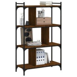 Berkfield Bookcase 4-Tier Brown Oak 76X32X123 Cm Engineered Wood - thumbnail 3