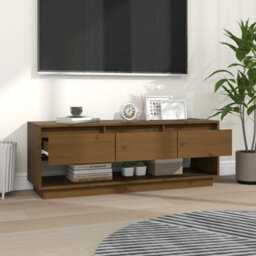 Berkfield Rustic Tv Cabinet Honey Brown 110.5X34X40 Cm Solid Wood Pine - thumbnail 7