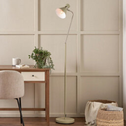 Pacific Lifestyle Sage Green Brushed Silver Metal Floor Lamp