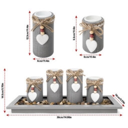 Deao Toys Wooden Tealight Candle Holder Set Of 4 With Decorative Tray Multiple Holder Table Centrepiece For Home Decor Valentine's Day - thumbnail 4