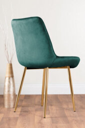 Furniturebox Andria White Marble Effect & Gold Leg Dining Table & 6 Green Pesaro Gold Leg Velvet Dining Chairs - thumbnail 4
