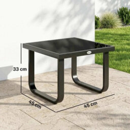 Black Rattan Effect Garden Side Table Outdoor Coffee Bistro Patio Furniture Unit - thumbnail 2