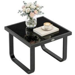 Black Rattan Effect Garden Side Table Outdoor Coffee Bistro Patio Furniture Unit
