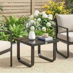 Black Rattan Effect Garden Side Table Outdoor Coffee Bistro Patio Furniture Unit - thumbnail 3
