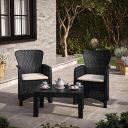 Black Rattan Effect Garden Side Table Outdoor Coffee Bistro Patio Furniture Unit - thumbnail 5