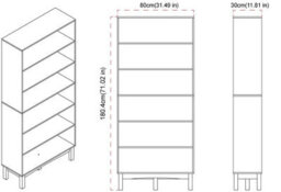 Urbn-Living Urbnliving 180Cm Height Ash Grey 6 Tier Wide Wooden Bookcase Shelf Storage Display Shelving Unit - thumbnail 3