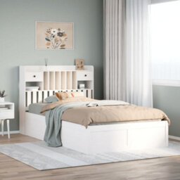 Berkfield Bed Frame Without Mattress White 135X190 Cm Double Solid Wood Pine - thumbnail 1