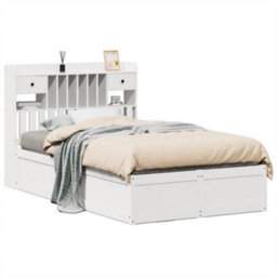 Berkfield Bed Frame Without Mattress White 135X190 Cm Double Solid Wood Pine - thumbnail 2