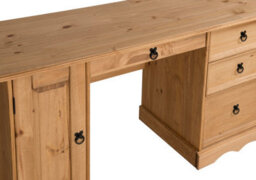 Mercers Furniture Corona Straight Computer Desk 3 Drawer 1 Door Office Bedroom Solid Wood Pine With Mexican Styling Wooden - thumbnail 7