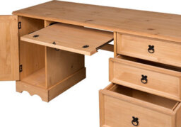 Mercers Furniture Corona Straight Computer Desk 3 Drawer 1 Door Office Bedroom Solid Wood Pine With Mexican Styling Wooden - thumbnail 6