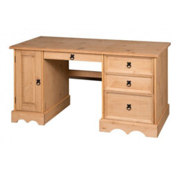 Mercers Furniture Corona Straight Computer Desk 3 Drawer 1 Door Office Bedroom Solid Wood Pine With Mexican Styling Wooden