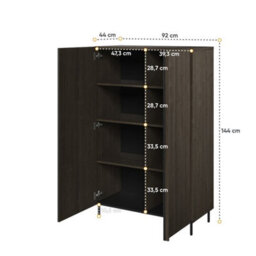 Arte Piemonte Highboard Cabinet (H)1440mm (W)920mm (D)440mm - Dark Oak Effect Versatile Storage Cabinet - thumbnail 4