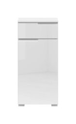 Impact Furniture White Bathroom Cabinet Freestanding Storage Unit With Drawer White Gloss Slim Narrow 400mm Floor Unit Spice - thumbnail 3