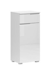 Impact Furniture White Bathroom Cabinet Freestanding Storage Unit With Drawer White Gloss Slim Narrow 400mm Floor Unit Spice - thumbnail 4