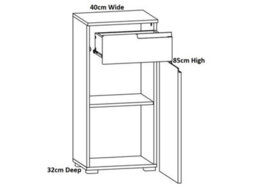 Impact Furniture White Bathroom Cabinet Freestanding Storage Unit With Drawer White Gloss Slim Narrow 400mm Floor Unit Spice - thumbnail 6