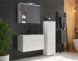 Impact Furniture White Bathroom Cabinet Freestanding Storage Unit With Drawer White Gloss Slim Narrow 400mm Floor Unit Spice - thumbnail 8