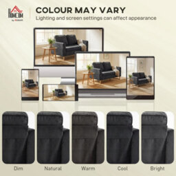 Homcom 2 Seater Sofa, Corduroy Sofa W/ Spring Cushions 2 Pillows, Dark Grey - thumbnail 6