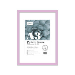 A3 Lilac Picture Frame With Mount For A4 (21 X 29.7Cm -8.3 X 11.7In) Poster, Photo, Artwork, Or Print.