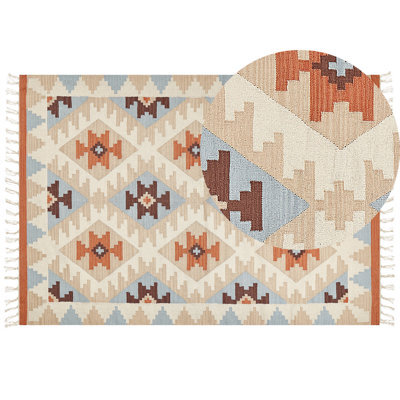Beliani Rug Dilijan Multicolour 160 X 230 Cm Cotton Kilim - image 1