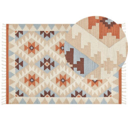 Beliani Rug Dilijan Multicolour 160 X 230 Cm Cotton Kilim