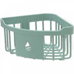 1 Pack Kitchen Bathroom Plastic Triangle Storage Organizer Corner Shower Shelf Wall Mounted Basket Caddy With Suction Cup Green