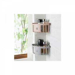 1 Pack Kitchen Bathroom Plastic Triangle Storage Organizer Corner Shower Shelf Wall Mounted Basket Caddy With Suction Cup Green - thumbnail 2