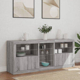 Berkfield Sideboard With Led Lights Grey Sonoma 162X37X67 Cm - thumbnail 4