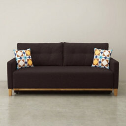 Ariel Fabric Sofa Bed With Foam Wave Springs Wooden Frame Loose Back Cushions Storage 213 X 101 X 91 Cm Brown - thumbnail 2