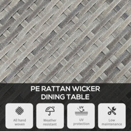 Outsunny Outdoor Pe Rattan Dining Table W/ Wood-Plastic Composite Top, Grey - thumbnail 4