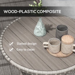 Outsunny Outdoor Pe Rattan Dining Table W/ Wood-Plastic Composite Top, Grey - thumbnail 5