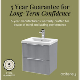 Balterley Fluted Wall Hung 2 Drawer Vanity Basin Unit With Ceramic Basin 500mm - Satin Grey - thumbnail 6