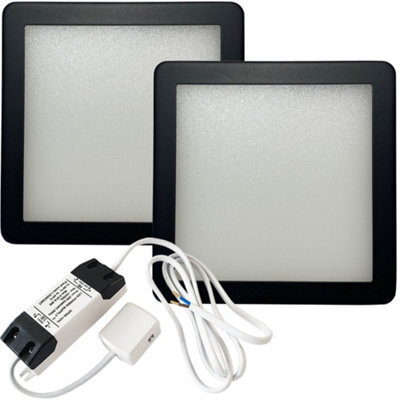 2X Matt Black Ultra-Slim Under Cabinet Kitchen Light Kit With Warm White Led And Driver - image 1