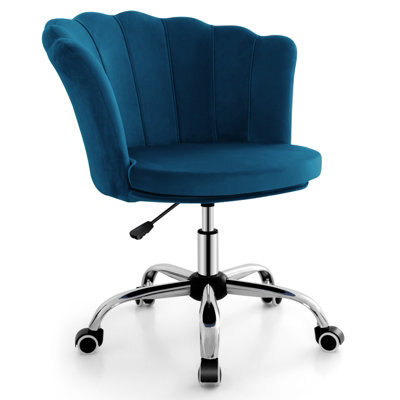 Costway Seashell Back Chair Upholstered Velvet W/ Height Adjustment & Wheels Living Room Home Office - image 1
