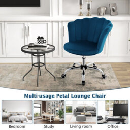 Costway Seashell Back Chair Upholstered Velvet W/ Height Adjustment & Wheels Living Room Home Office - thumbnail 3