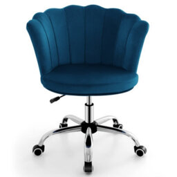 Costway Seashell Back Chair Upholstered Velvet W/ Height Adjustment & Wheels Living Room Home Office - thumbnail 9