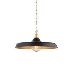 Luminosa Lighting Luminosa Afragola Dome Pendant Ceiling Light Matt Black, Satin Gold Paint