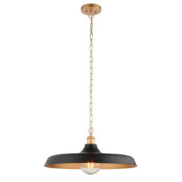 Luminosa Lighting Luminosa Afragola Dome Pendant Ceiling Light Matt Black, Satin Gold Paint - thumbnail 7